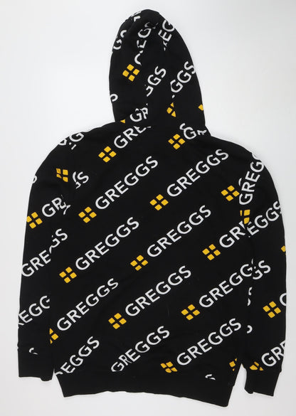 Greggs Mens Black XL Pullover Hoodie Funny Graphic Print All Seasons