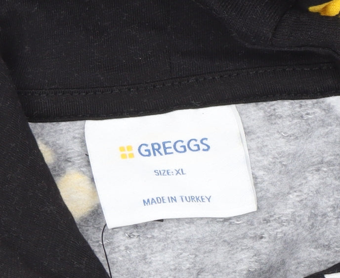 Greggs Mens Black XL Pullover Hoodie Funny Graphic Print All Seasons
