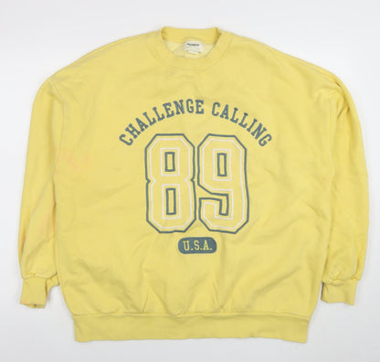 Womens UK Size M Pull&Bear Yellow Pullover Sweatshirt