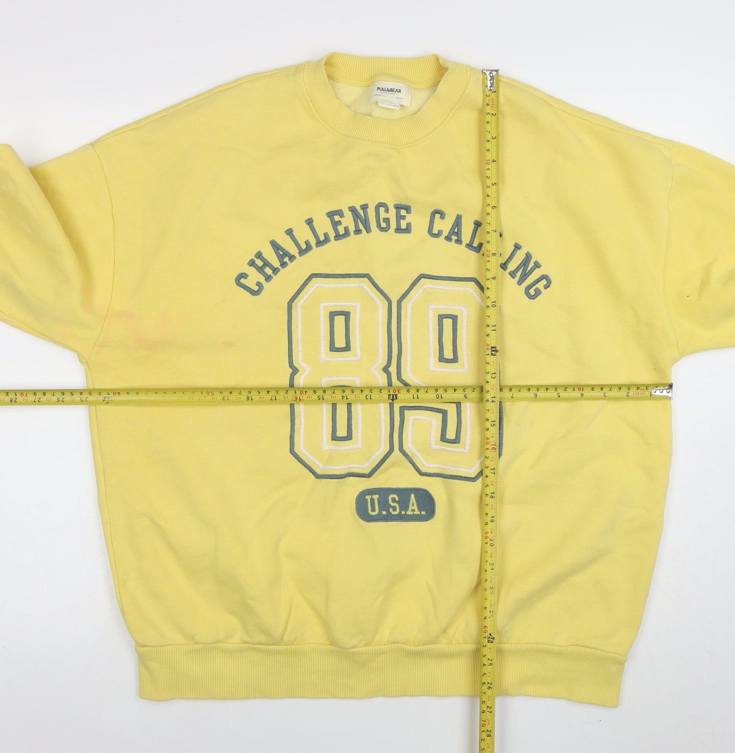 Womens UK Size M Pull&Bear Yellow Pullover Sweatshirt
