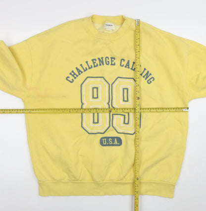 Womens UK Size M Pull&Bear Yellow Pullover Sweatshirt