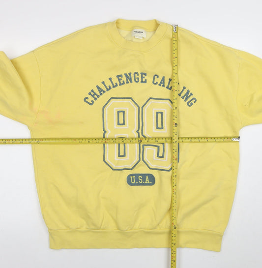 Womens UK Size M Pull&Bear Yellow Pullover Sweatshirt