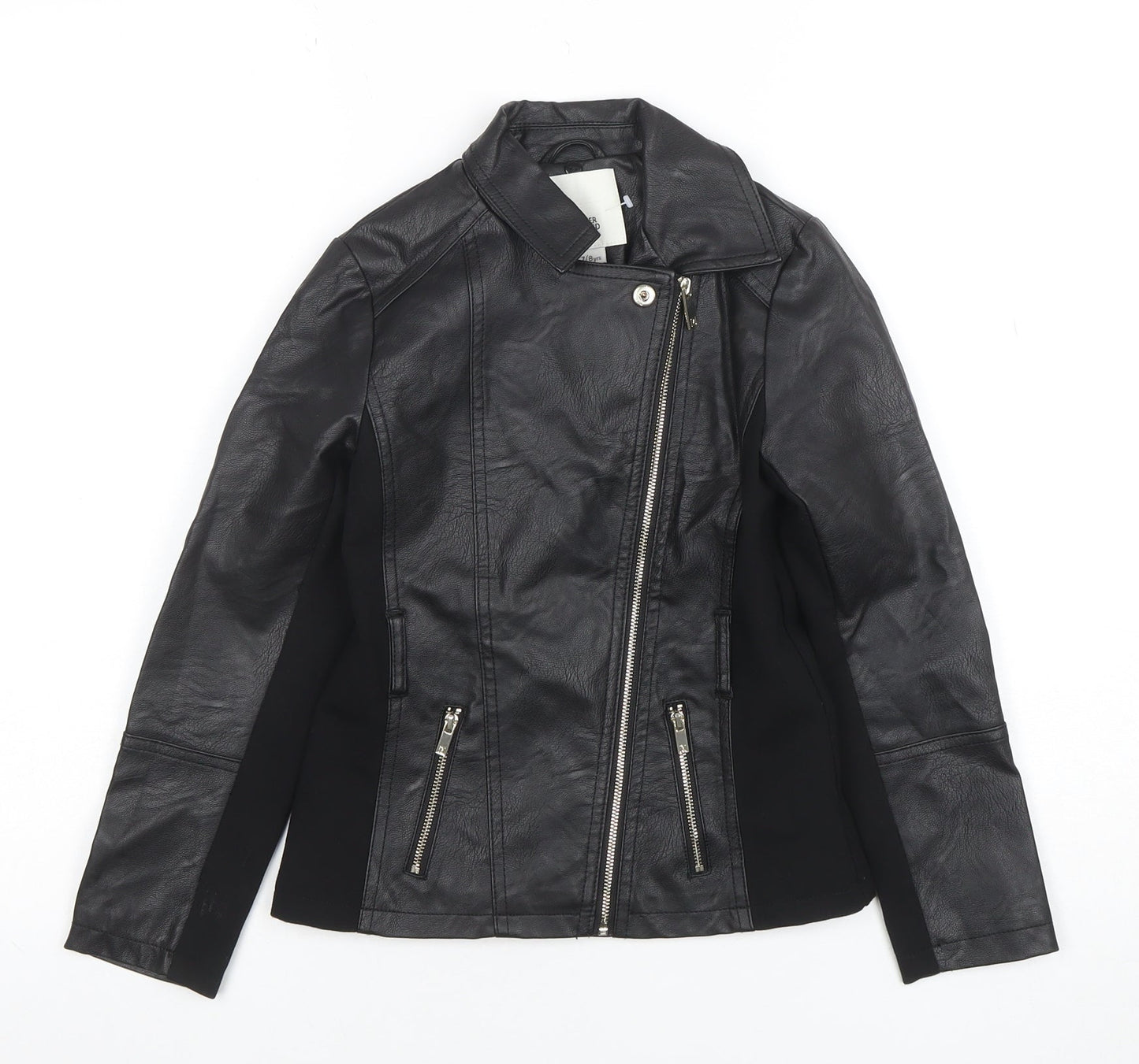Girls UK Size 7-8 Years River Island Black Biker Coat