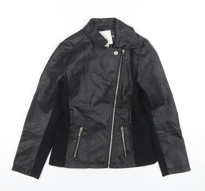Girls UK Size 7-8 Years River Island Black Biker Coat