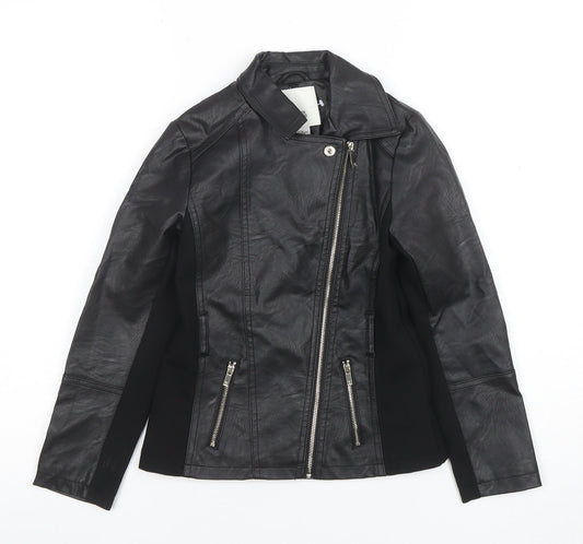 Girls UK Size 7-8 Years River Island Black Biker Coat