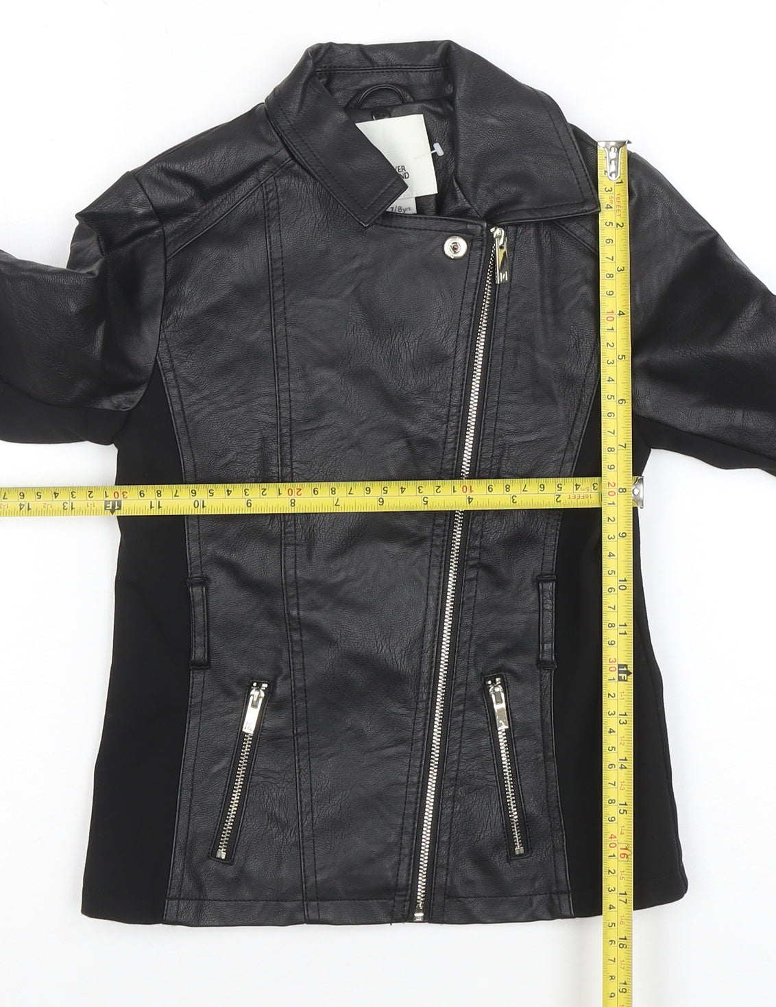 Girls UK Size 7-8 Years River Island Black Biker Coat