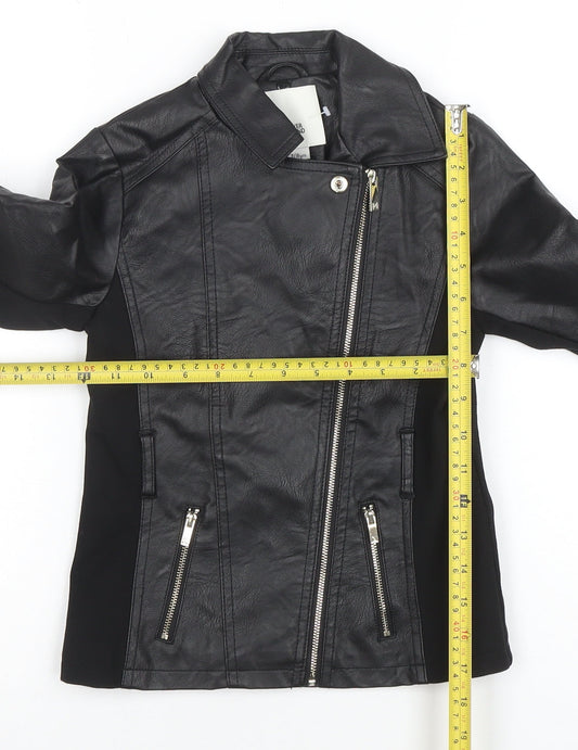 Girls UK Size 7-8 Years River Island Black Biker Coat