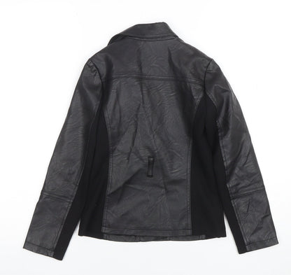 Girls UK Size 7-8 Years River Island Black Biker Coat