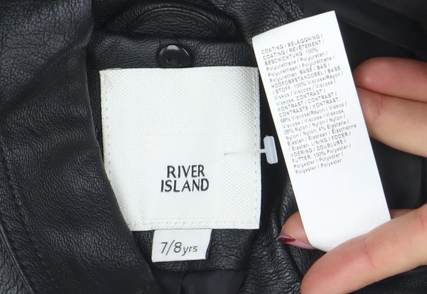 Girls UK Size 7-8 Years River Island Black Biker Coat