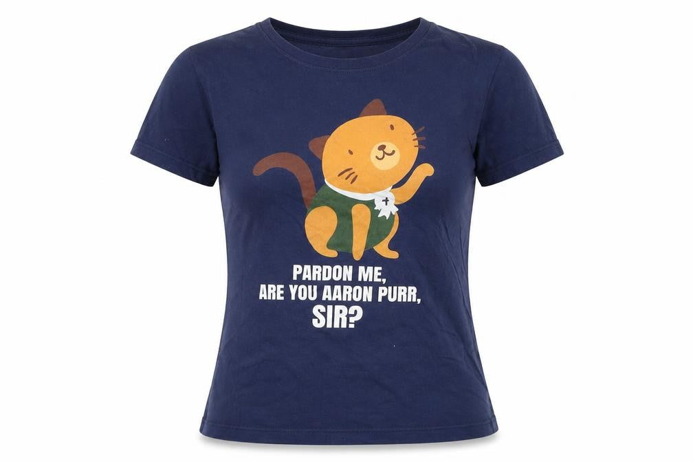 Port & Company Women's Blue Cat Graphic Short Sleeve Cotton T-Shirt M