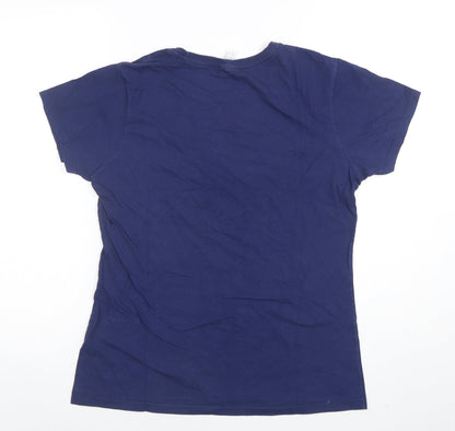 Port & Company Women's Blue Cat Graphic Short Sleeve Cotton T-Shirt M