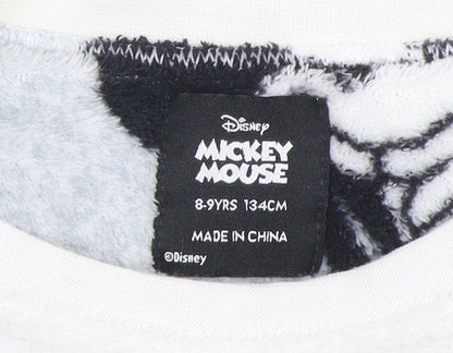 Disney Girls White Mickey Mouse Fleece Pullover Sweatshirt 8-9 Years
