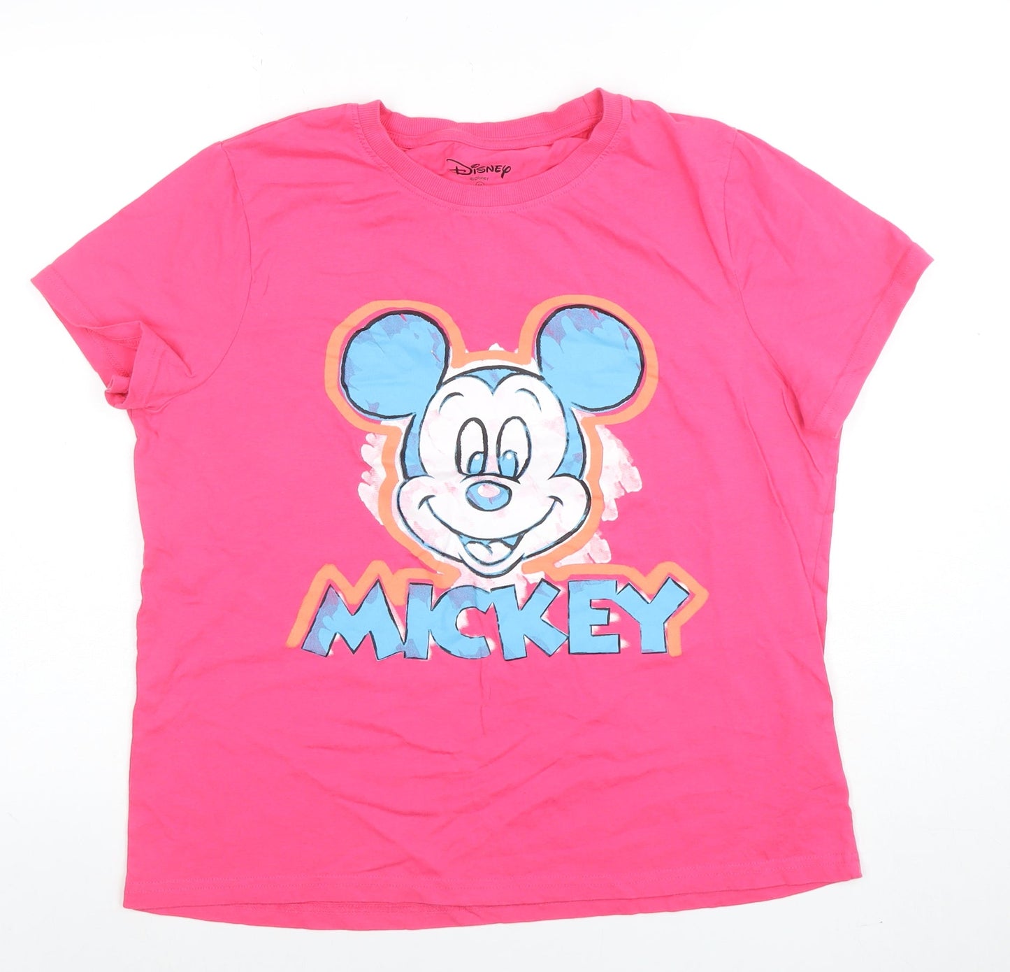 Womens UK Size M Disney Pink Basic T-Shirt