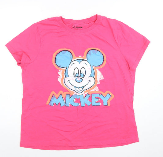 Womens UK Size M Disney Pink Basic T-Shirt