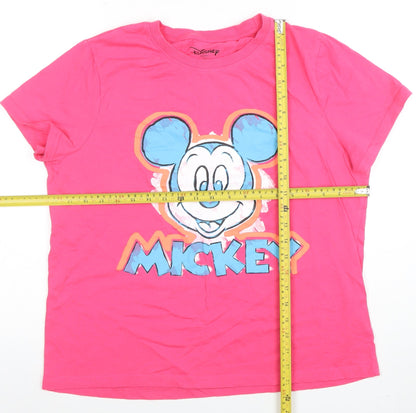 Womens UK Size M Disney Pink Basic T-Shirt