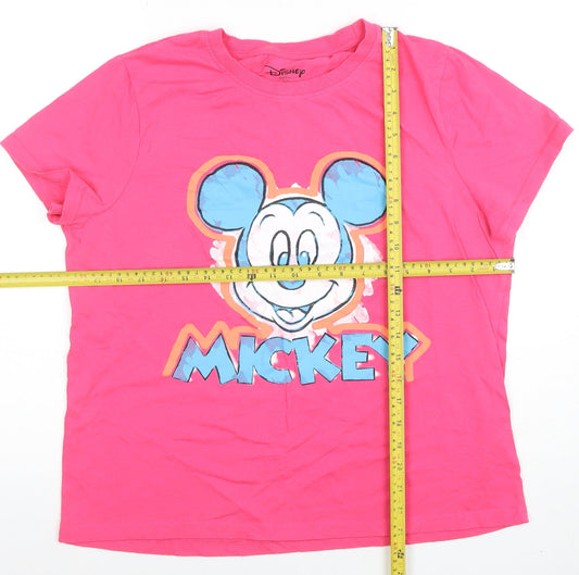 Womens UK Size M Disney Pink Basic T-Shirt
