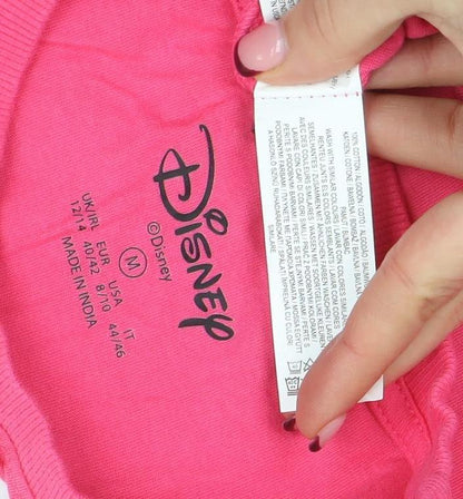 Womens UK Size M Disney Pink Basic T-Shirt