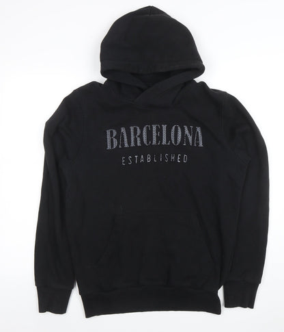 Mens UK Size L Barcelona Designs Black Pullover Hoodie