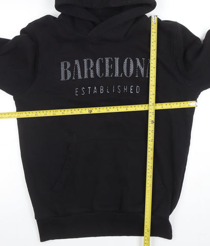 Mens UK Size L Barcelona Designs Black Pullover Hoodie