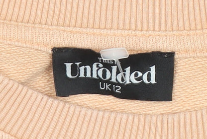 Womens UK Size 12 This Unfolded Beige Pullover Sweatshirt