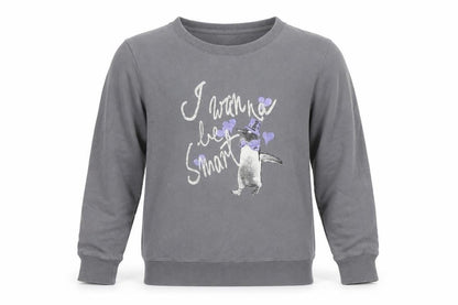 Bossini Boys Grey Penguin Graphic Long Sleeve Pullover Sweatshirt L