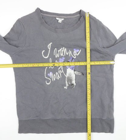 Bossini Boys Grey Penguin Graphic Long Sleeve Pullover Sweatshirt L