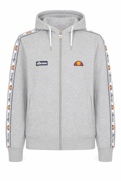 Front view of Ellesse women’s grey full zip hoodie uk 12 logo tape detail