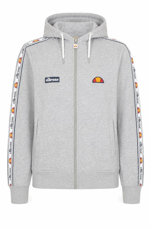Front view of Ellesse women’s grey full zip hoodie uk 12 logo tape detail
