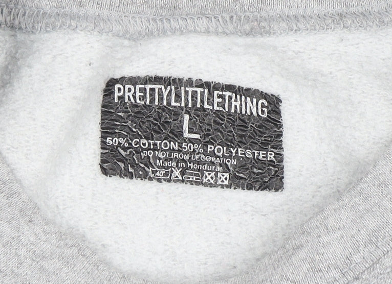 Womens UK Size L PRETTYLITTLETHING Grey Pullover Sweatshirt