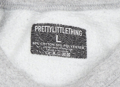 Womens UK Size L PRETTYLITTLETHING Grey Pullover Sweatshirt