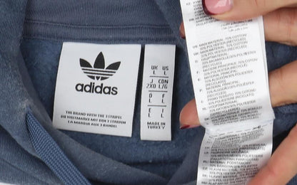 Mens UK Size L adidas Blue Pullover Hoodie