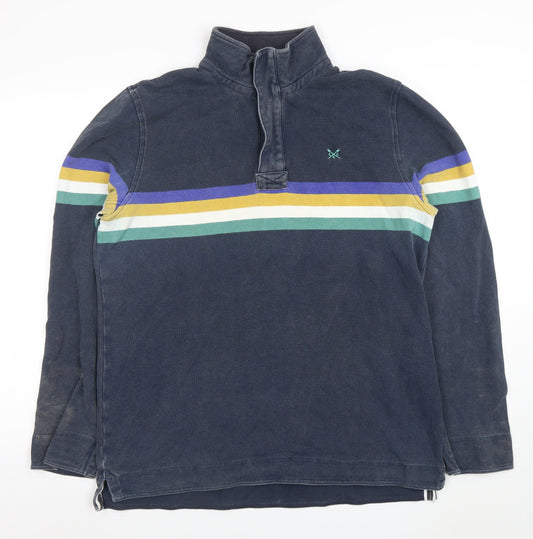 Mens UK Size L Crew Clothing Company Blue Henley Sweatshirt