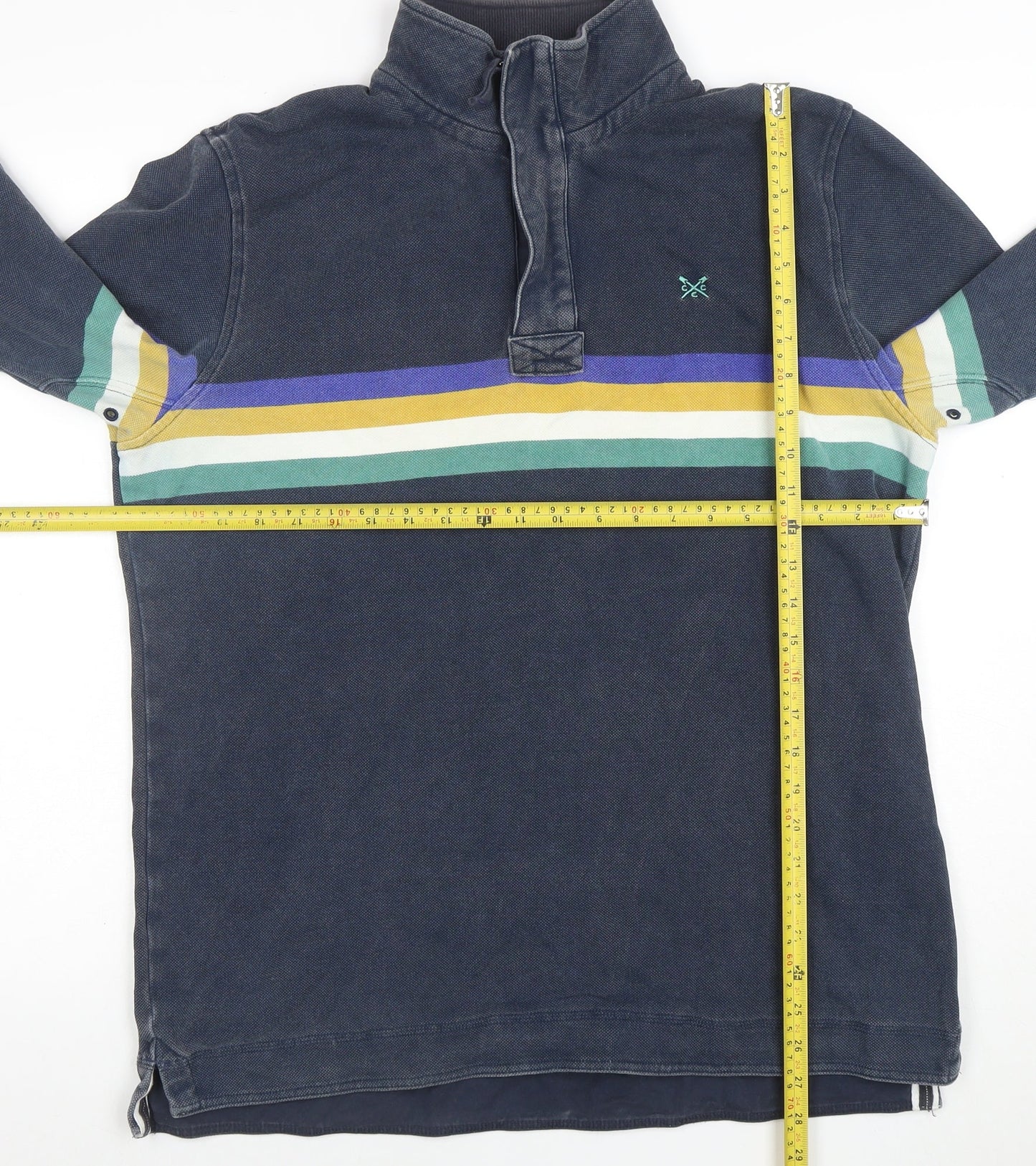 Mens UK Size L Crew Clothing Company Blue Henley Sweatshirt