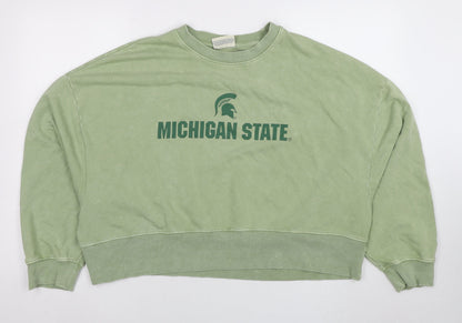 Womens UK Size L MSU Green Pullover Sweatshirt