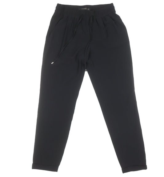 Womens UK Size S Zara Basic Regular Fit Jogger Black Trousers