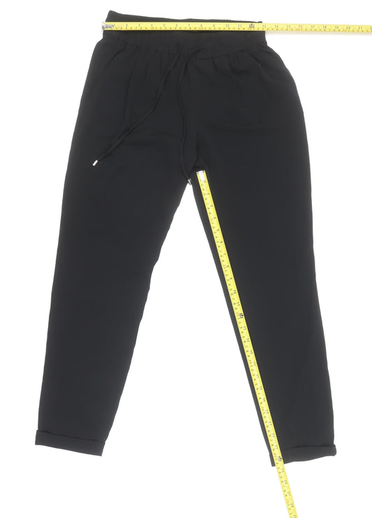 Womens UK Size S Zara Basic Regular Fit Jogger Black Trousers