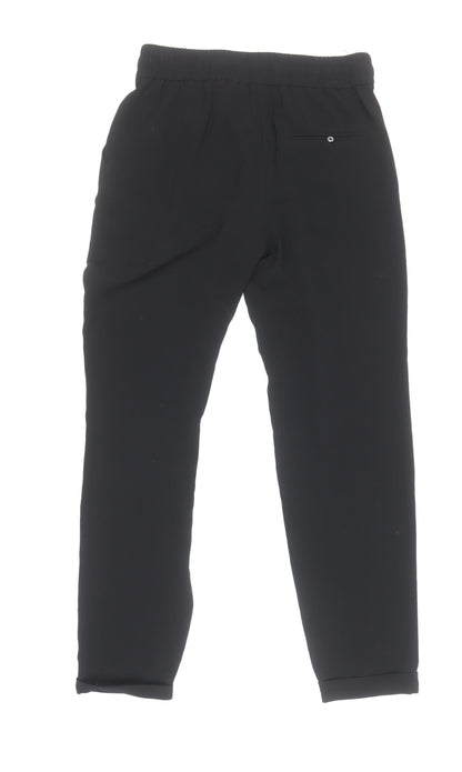 Womens UK Size S Zara Basic Regular Fit Jogger Black Trousers