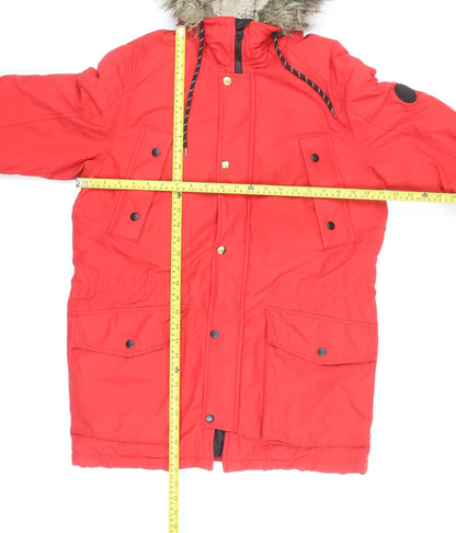 Mens UK Size M JACK & JONES Red Parka Coat