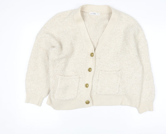 Womens UK Size L Gallery Ivory Cardigan Jumper