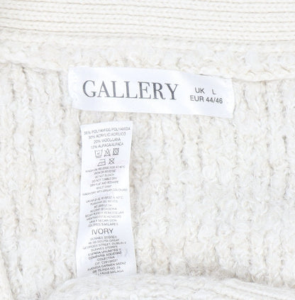 Womens UK Size L Gallery Ivory Cardigan Jumper