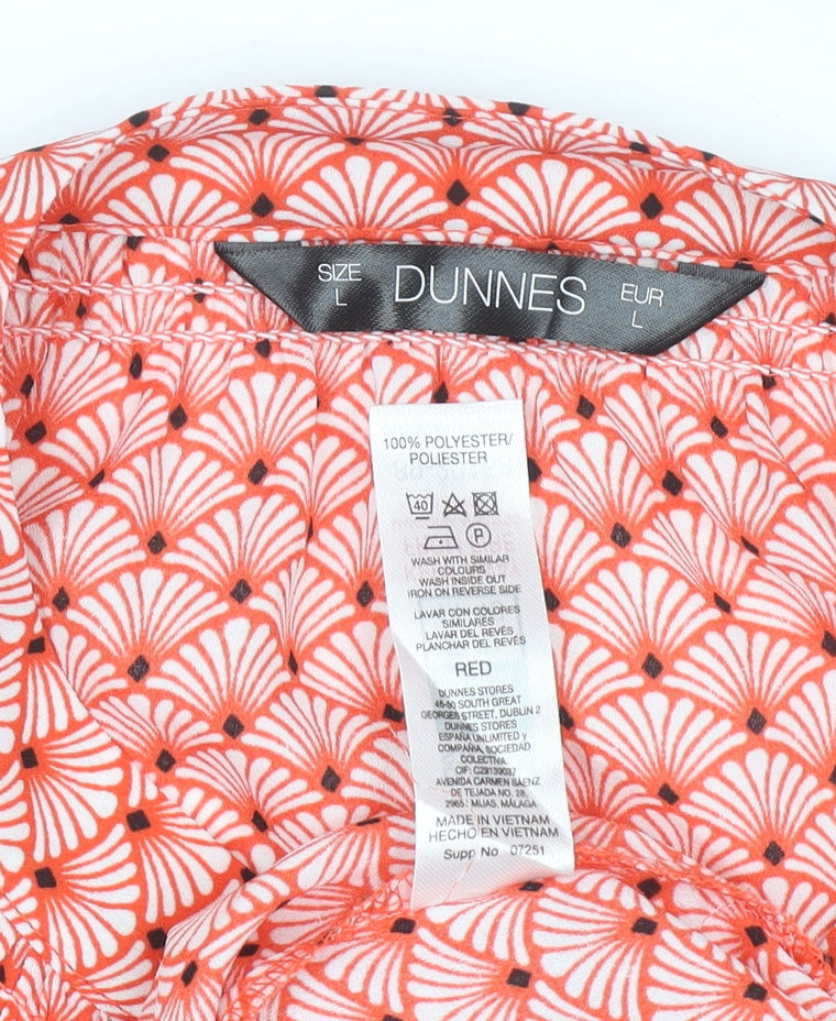 Womens UK Size L Dunnes Red Tunic Blouse