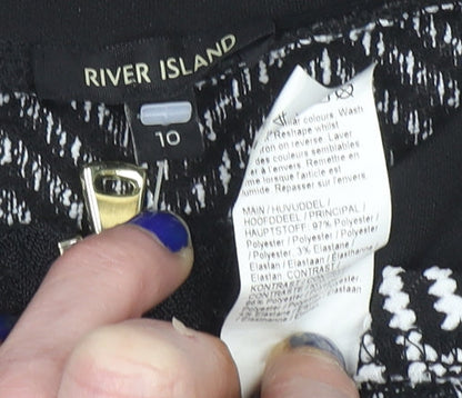 Womens UK Size 10 River Island Black Cropped Blouse