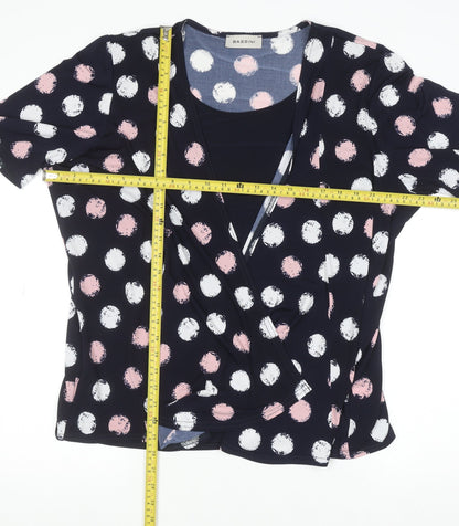 Womens UK Size XL BASSINI Multicoloured Wrap Blouse