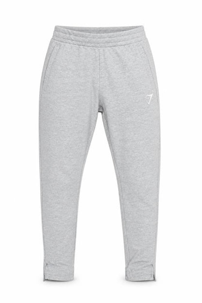 Front view of Gymshark men’s grey xs slim fit joggers tracksuit bottoms