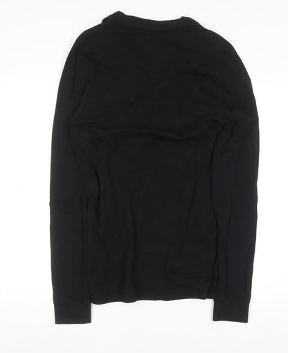boohooMAN Men's Black Geometric Long Sleeve Cotton Button-Up Shirt S