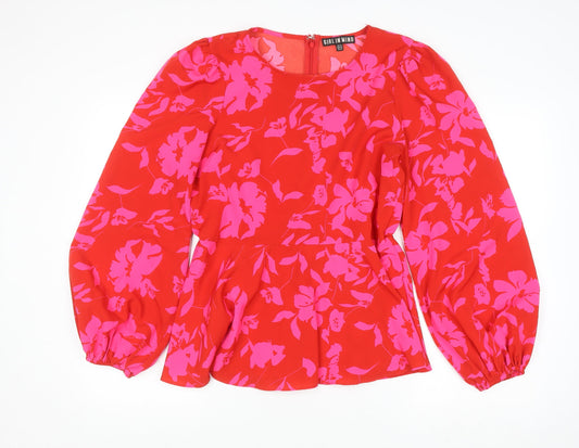 Womens UK Size 14 GIRL IN MIND Red Tunic Blouse