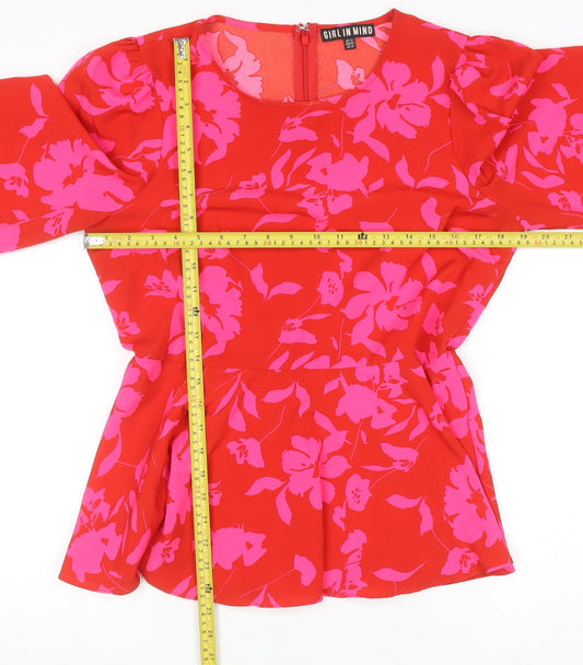 Womens UK Size 14 GIRL IN MIND Red Tunic Blouse