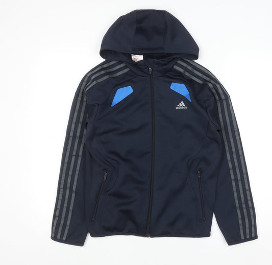 Boys UK Size 11-12 Years adidas Blue Full Zip Hoodie