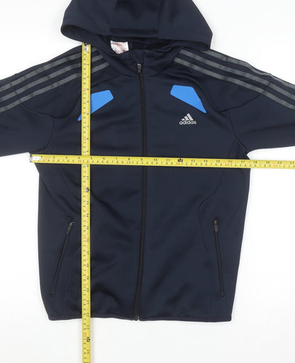 Boys UK Size 11-12 Years adidas Blue Full Zip Hoodie