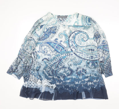 Womens UK Size 2XL Jessica Graaf Blue Tunic Blouse